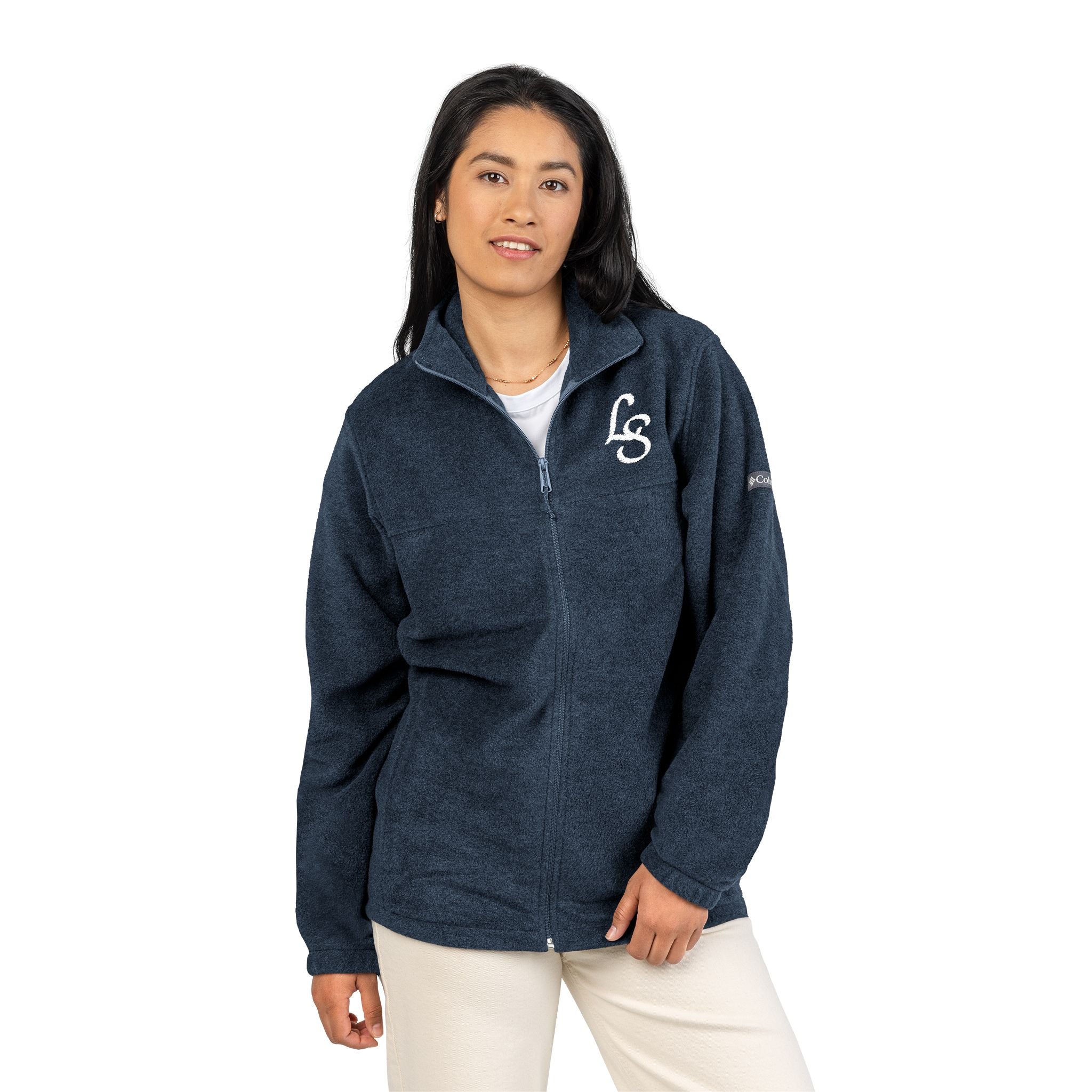 Embroidered LS Fleece Jacket — Charcoal Columbia Zip-Up