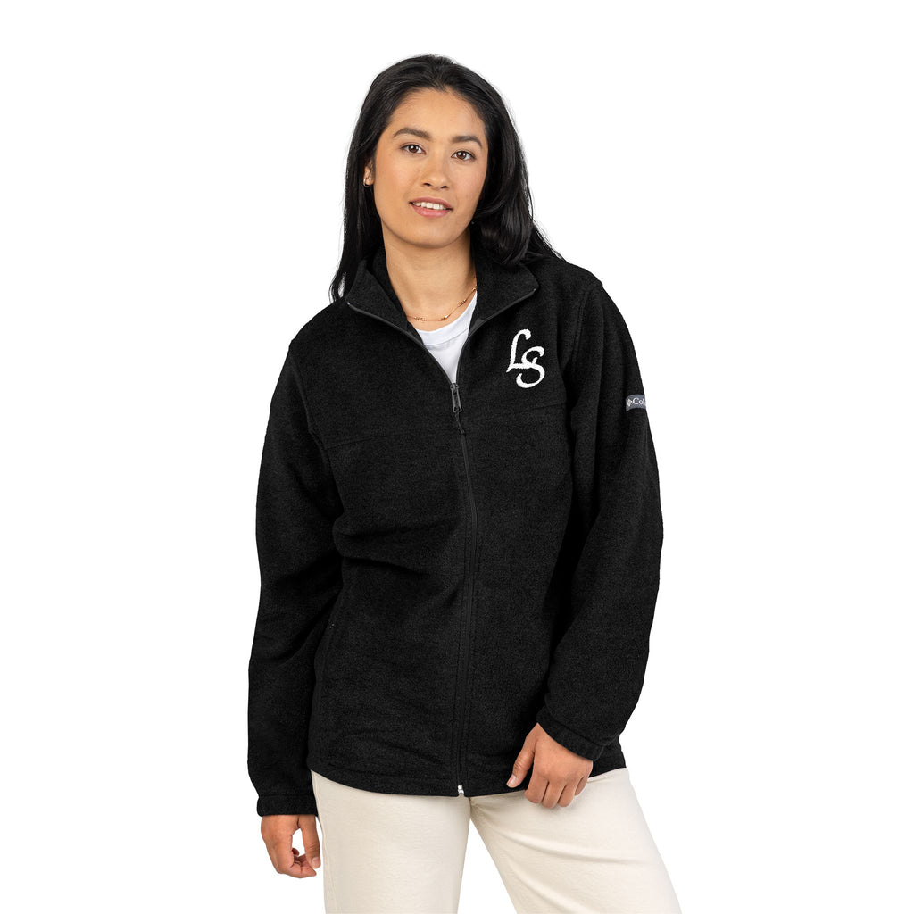 Embroidered LS Fleece Jacket — Charcoal Columbia Zip-Up