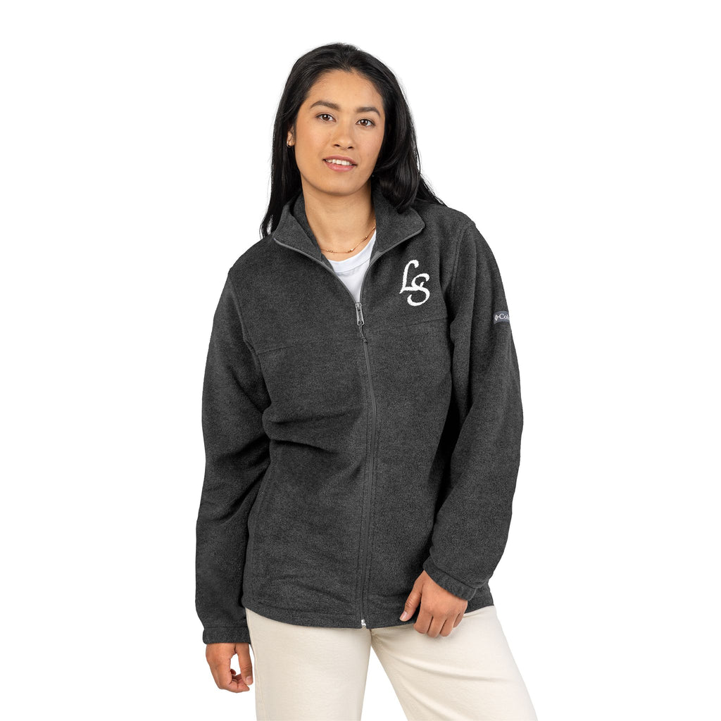 Embroidered LS Fleece Jacket — Charcoal Columbia Zip-Up