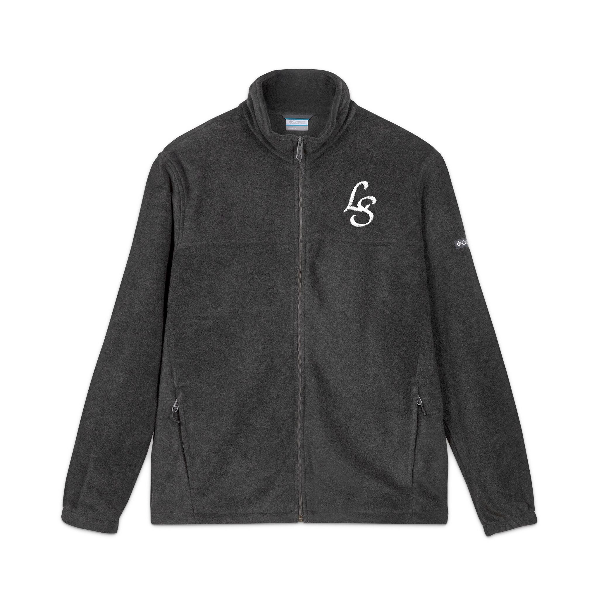 Embroidered LS Fleece Jacket — Charcoal Columbia Zip-Up